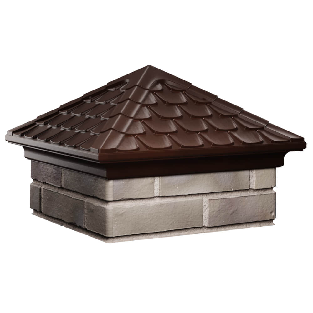 Колпак Zking Эльбрус Коричневый на столб 1.5х1.5 кирпича (385х385мм) в Муроме фото