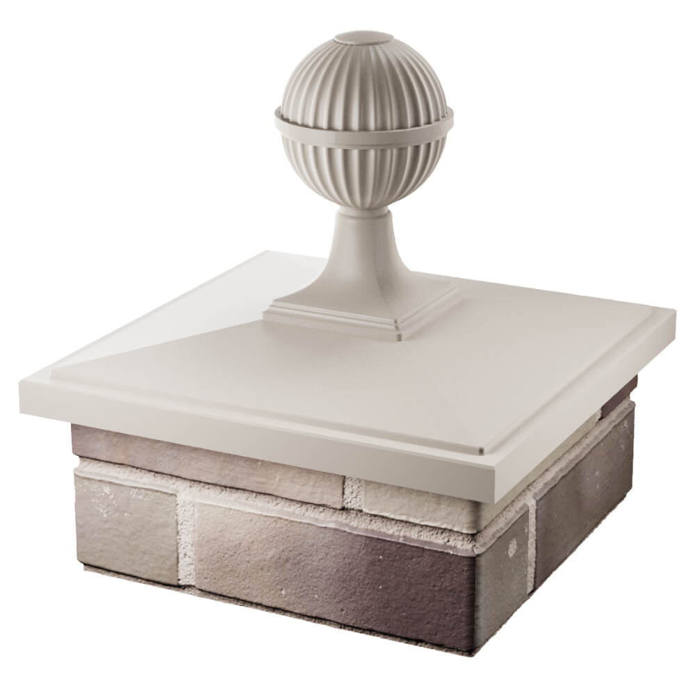 Колпак Zking БонаМоно Бежевый с шаром на столб 1.5х1.5 кирпича (385х385, 400х400мм) в сборе в Муроме фото