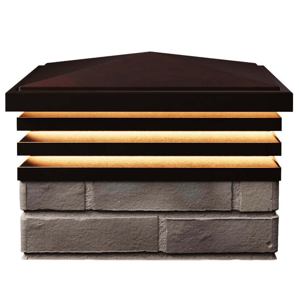 Колпак Zking Бона ХайТек Коричневый на столб 1.5х1.5 кирпича (385х385мм) с подсветкой в Муроме фото